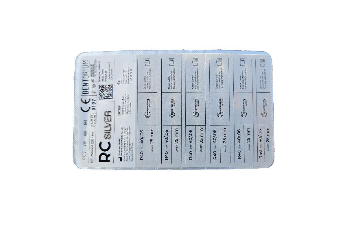 Dentorium RC Silver maskinfil, kompatible med VDW reciproc filer, 25mm R40, Sort, 6 stk - Billede 2