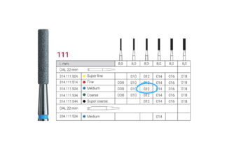 Diamant cylinder lang Verdent 837L FG 012, medium (blå), 5 stk.