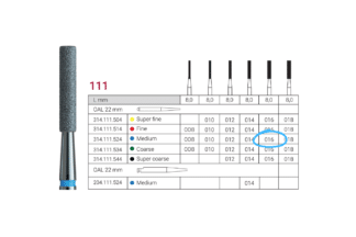 Diamant cylinder lang Verdent 837L FG 016, medium (blå), 5 stk.